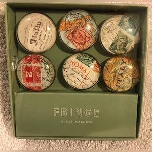 Set/6 Fringe Glass Magnets Italian Roma Theme NIB